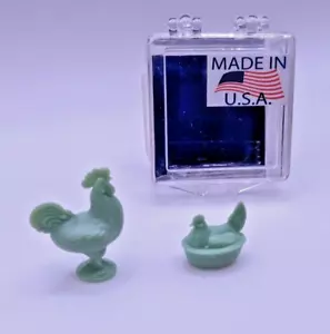 Rooster & Hen Jadite Set CHRYSNBON a Dollhouse Miniature 1:12 Scale US SHIPPER - Picture 1 of 2