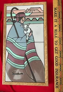 framed CLEO TEISSEDRE hand painted ceramic tiles - Picture 1 of 3