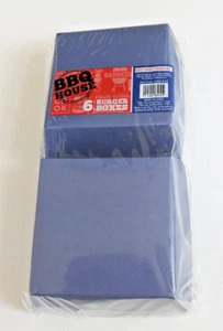 6 BURGER BOXES DEEP BLUE TUCK TOP ASSEMBLY ALFRESCO DINING PARTY ALL OCCASIONS - Picture 1 of 3