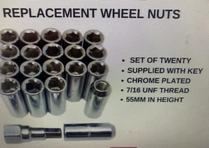 WB CAPRICE MAG WHEEL NUTS X 20 ALLAN KEY NUT SOCKET - Picture 1 of 8