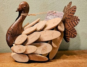 Metal And Wood Turkey 7" Thanksgiving Decor Rustic Country Centerpiece Tabletop - Picture 1 of 5