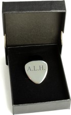Personalised Silver Engraved Initials Guitar Plectrum Pick - Free Delivery
