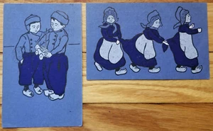 Juego de 2 postales vintage para niños holandeses 1905 - Imagen 1 de 1