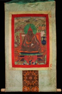 Wonderful Rare Tibet 19th Century Old Antique Buddhist Thangka "Kathok Master" - Picture 1 of 8