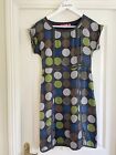 Boden Grey/Green/Blue Spot 100% Silk Shift Dress Lined Size 8R