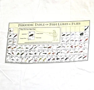 Vintage Columbia Angeln Periodensystem der Angelköder & Fliegen grau T-Shirt ML - Bild 1 von 7
