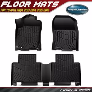 2x Front & 1x Rear Black Floor Mats Liners for Toyota RAV4 2013 2014 2015-2018 - Picture 1 of 10