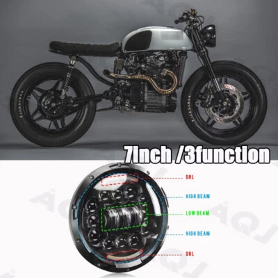 For Honda CX500C CM400T CB750 Bobber Motorcycle 7" Headlight Ring Hi/Lo ,Lamp - Изображение 1 из 4