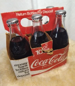 COCA COLA 75th ANNIVERSARY 6 PACK W/ CARTON 4 SEALED BOTTLES 2 UNSEALED 10 OZ - Picture 1 of 13