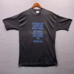 T-shirt vintage God Created Man donna disegno capolavoro uomo L/M divertente sbiadita sottile - Foto 1 di 10