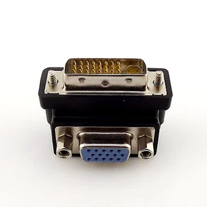 1x DVI 24+5 Pin Male to VGA Female Right Angle Video Converter Adapter Black - Picture 1 of 5