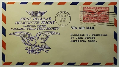 1949 6c Airmail First Regular Helicopter Flight  Alexandria Bicentennial SC UC40 - Image 1 of 2
