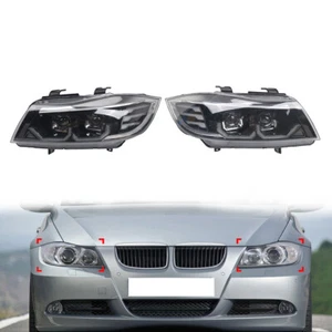 Headlight Headlamp Assembly For BMW 3 Series E90 E91 Pre-LCI 2004-2007 Pair - Picture 1 of 11
