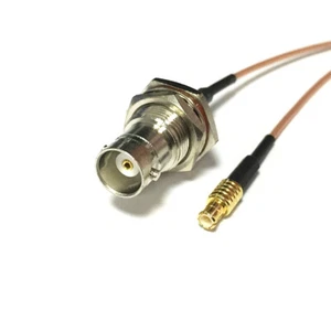 MCX male straight to BNC female bulkhead RF cable assembly RG178 adapter 15cm 6" - Picture 1 of 4
