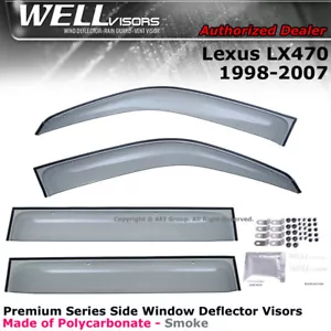 WELLvisors Window Visors for Lexus LX470 98-07 Clip-on Deflectors Rain Guards - Foto 1 di 7
