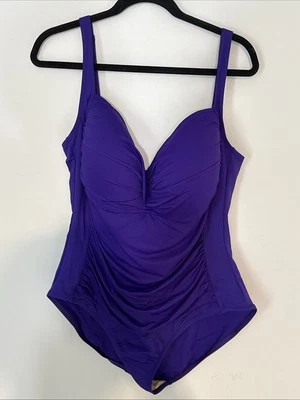 La Blanca Ruched One Piece Swimsuit Purple 22W - Image 1 of 4