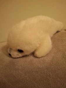Vintage Russ White Seal Cub Made In Indonesia 97085 Soft Plush Toy 9"vgc - Picture 1 of 7
