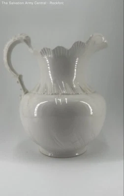 Antique Admiral VP Co. White Single Handle Porcelain Water Pitcher 12 Inch - Image 1 of 4
