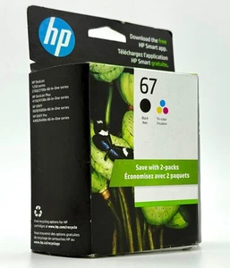 HP 67 Black + 67 Tri Colors Ink Cartridge (Expiry SEPT 2024) - New - Picture 1 of 3