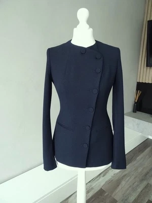 ZARA NAVY BLUE LIMITED EDITION TAILORED ASYMMETRIC BUTTONED BLAZER SIZE XS UK 6 - Image 1 of 4