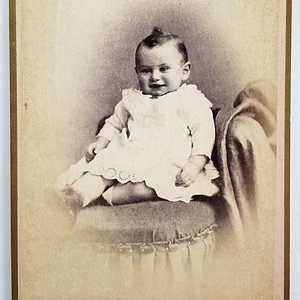 Cabinet Card Photo Happy Baby Infant Smiling Hill Elizabeth New Jersey - Picture 1 of 8