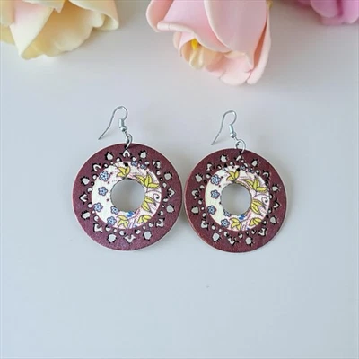 Fashion Jewelry Purple and Yellow Artistic Earrings - Image 1 of 4