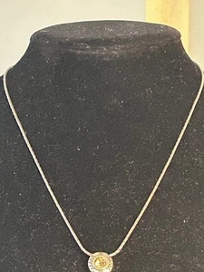 Brighton silberfarbene verstellbare Kette Halskette mit runden Kristallanhänger 16-17 Zoll - Bild 1 von 8