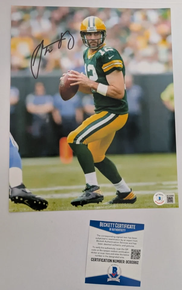 Foto firmada por Aaron Rodgers 8x10 Beckett certificado de autenticidad auténtico automático Green Bay Packers Foto 1 de 2