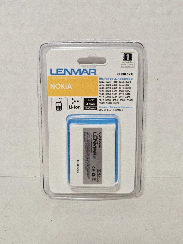 Batería de repuesto individual genuina Lenmar para teléfono celular para Nokia (CLKBLC2X) Foto 1 de 2