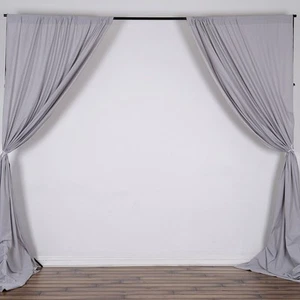 SILVER 10 x 10 ft Polyester BACKDROP CURTAINS Drapes Panels Home Light Gray - Picture 1 of 5