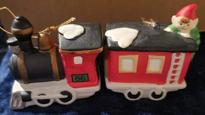 De colección El Adorno de Navidad Coleccionistas Pintado a Mano Navidad Tren y Caboose  Foto 1 de 4