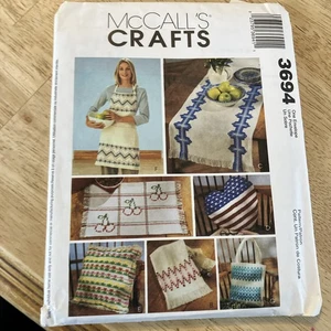 McCalls Crafts Pattern 3694, Huck Weaving Crafts Placemat Apron Heart Pillow - Picture 1 of 4