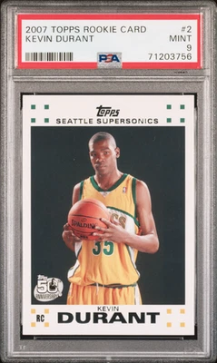 2007-08 Topps Retail Factory Set Rookie Kevin Durant #2 White PSA 9 MINT - Image 1 of 2