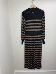 Me+Em Strick Maxikleid gestreift Größe 16 gerippt Metallic Glitzer Langarm - Bild 1 von 9
