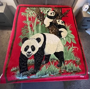 Wonu Mama Riesenpanda & Jungen im Bambusbaum rot Plüsch 7 Pfund Dicke Große 76 X 95 - Bild 1 von 16