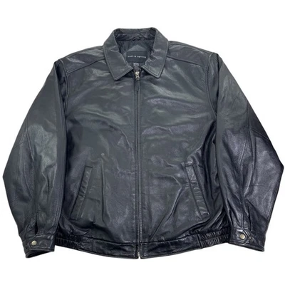 Vintage Croft & Barrow Black Genuine Leather Jacket Men's XLT Full Zip Insulated - Image 1 of 4