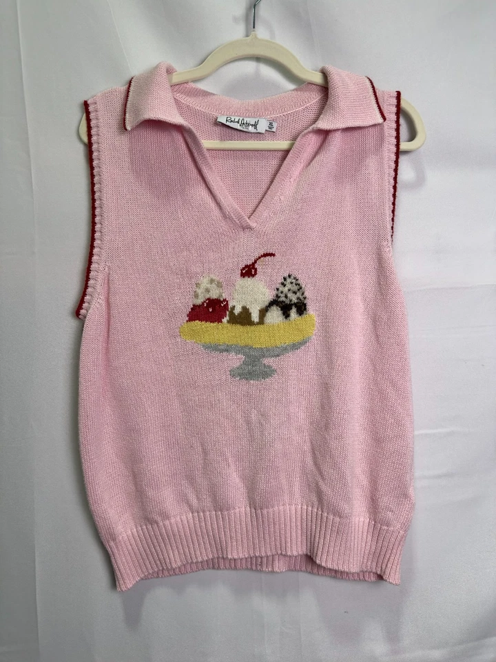 Polo Rachel Antonoff Rosa Dividido Sin Mangas Talla XL con Pequeña Mancha Foto 1 de 4