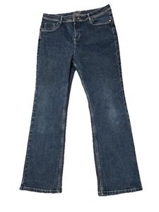 Per Una women’s dark blue/indigo wash bootcut jeans UK 14 short - Picture 1 of 16