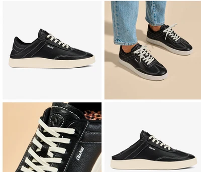 Olukai Ha upu Full Grain Leather Sneaker Womens 8 Suede Trim Collapsible New - Image 1 of 4