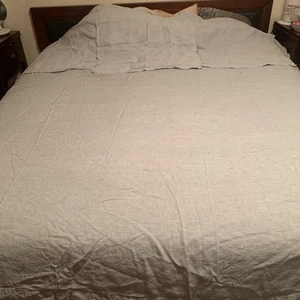 Restauration Hardware Blue King 4-teiliges Bettwäscheset aus 100 % Leinen 3 Euro Kissenbezüge - Bild 1 von 13