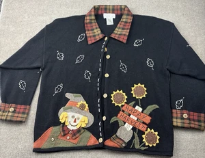 Vintage Strickjacke Pullover Gr. XXL Herbst Herbst Ernte Vogelscheuche kariert Country Granycor - Bild 1 von 15