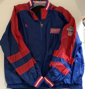 VTG NY Giants XL half-zip Windbreaker /Jacket "Feel The Power" Pro Player NFL - Picture 1 of 8