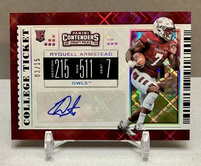 2019 RYQUELL ARMSTEAD Contenders Draft Picks RC College Ticke /15 Autograph #284 - Image 1 of 2