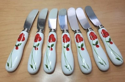 Mikasa Vera? 红色罂粟 7 瓷罐奶酪摊铺刀不锈钢刀片 — 第 1/4 张图片