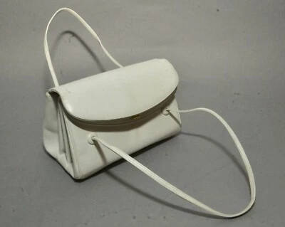 Vintage 1960s Judith Leiber Small White Leather Purse w Double Flap & Handles - Image 1 of 4