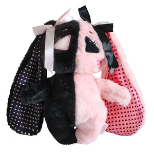 E-Girl Bunny Plush, Anime Goth Rabbit Stuffed Animal for Teens, Pink/Black - Picture 1 of 9