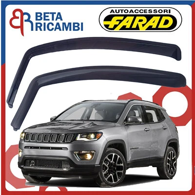 Deflettori Aria Per Jeep Compass 5 Porte 2017> Antivento Antipioggia Fumè 14195M - Immagine 1 di 4