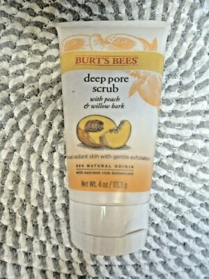 BURT'S BEES~PEACH & WILLOW BARK~DEEP PORE FACIAL SCRUB 4 OZ 68 105 - Image 1 of 2