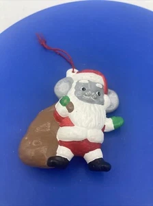 Topo grigio ceramica vintage decorazione natalizia Babbo Natale vestito giocattoli dipinto a mano - Foto 1 di 6