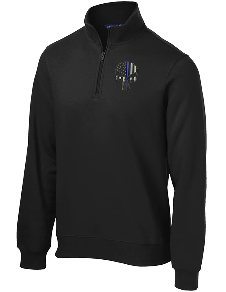 Punisher Blue Line 1/4-Zip Sweatshirt ST253 - Image 1 of 1